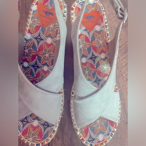 Rocket Dog Womens Blue Suede Sling Back Espadrille Wedge Heel Sandals Size 11 - Picture 1 of 3